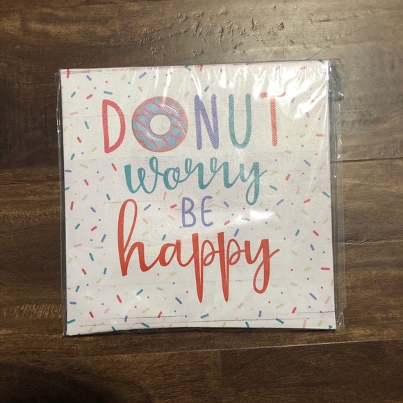 Donut Worry Be Happy Canvas Wall Hanging - Picture 3 of 4